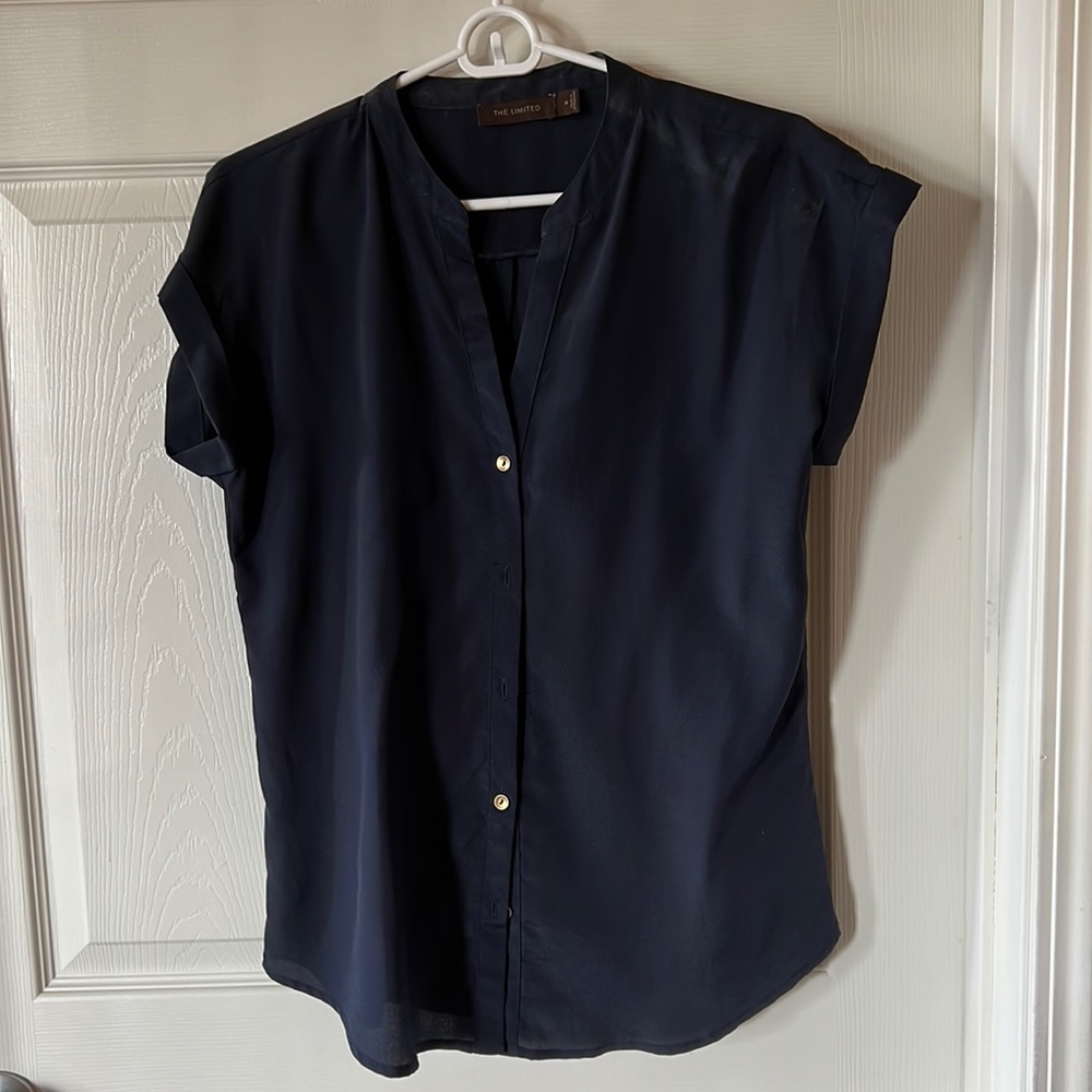 The Limited dark navy cap sleeve blouse
